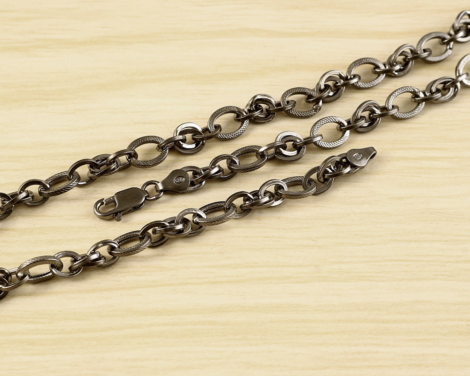8mm Sterling Silver Oxidized Curb Chain Necklace | Solid 925 Silver Chain
