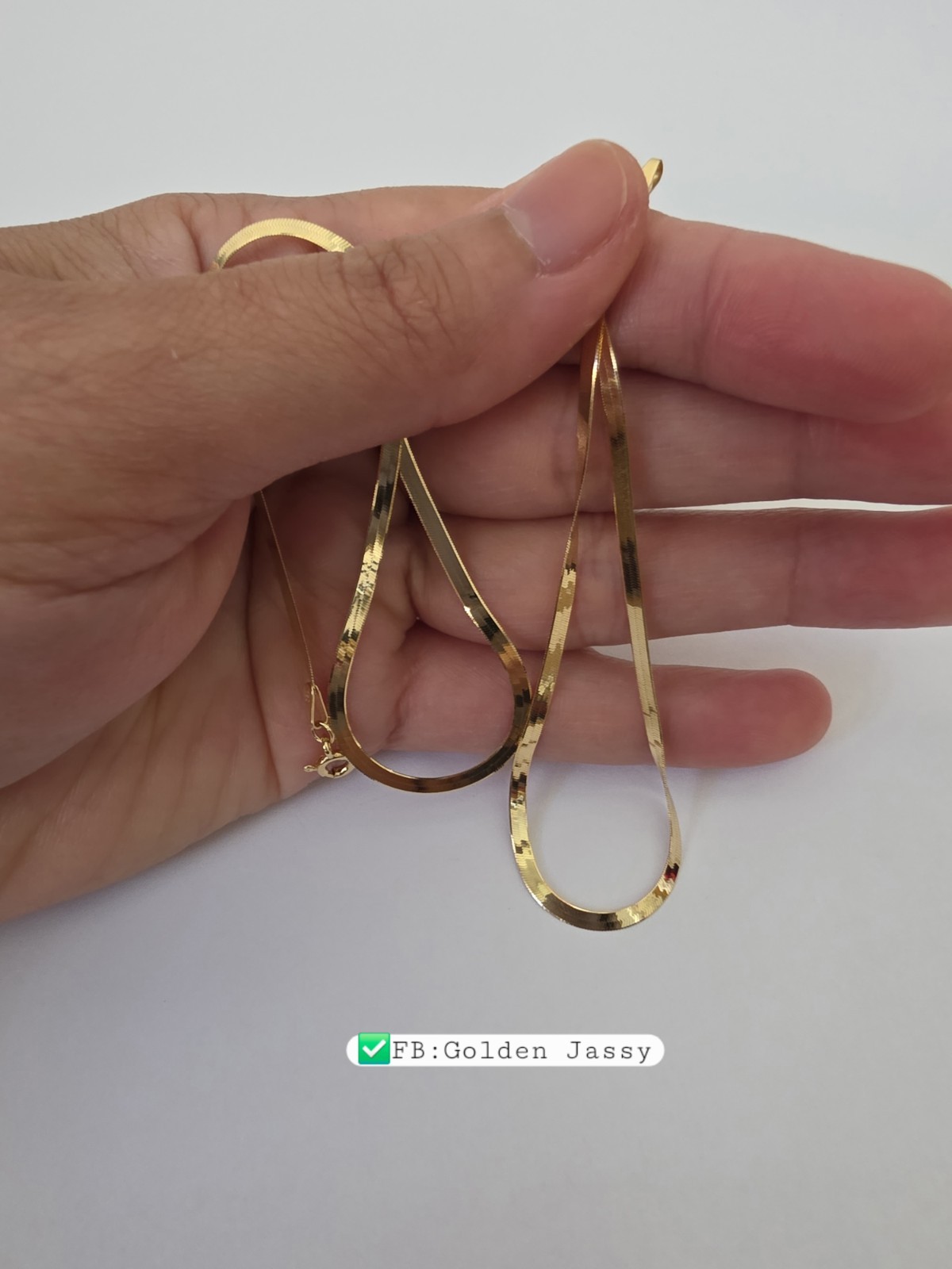 18K Real Gold Flat Chain 17.5″