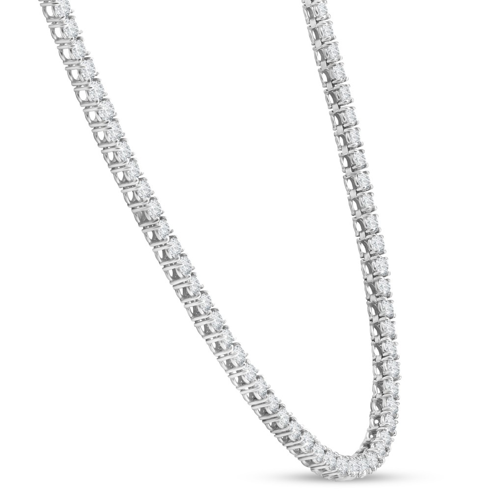 15″ 20Ct TW Round Cut Natural Diamond Tennis Necklace 14K White Gold