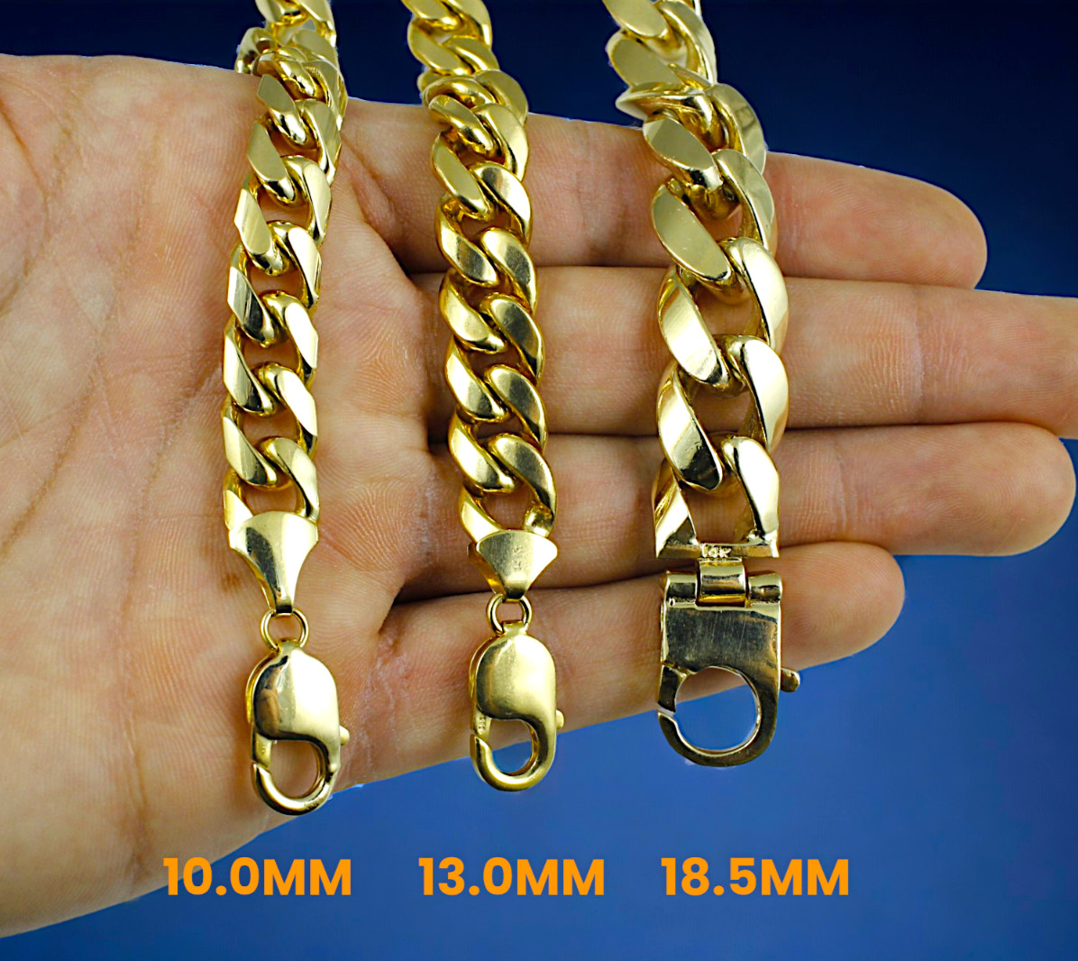 14K Yellow Gold SOLID Miami Cuban Necklace Bracelet Chain 2mm-12mm 7″-30″