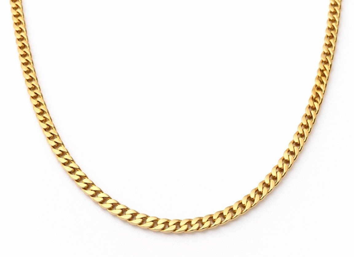 Italian 1/200 14K Yellow Gold Overlay Cuban Link Chain Necklace 2mm Men Women
