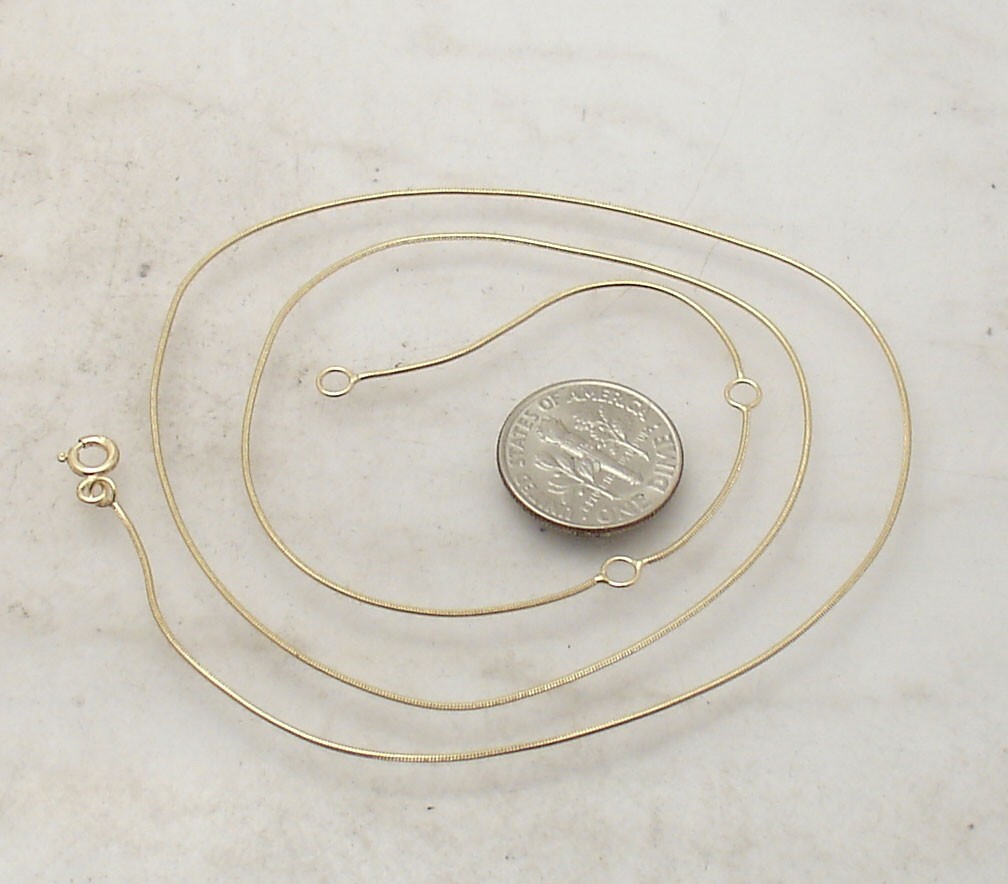 Round Snake Chain Necklace Real Solid 14K Yellow Gold Adjustable 18″ 19″ 21″