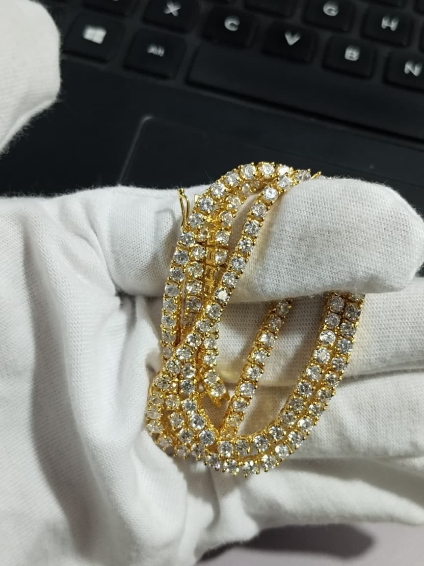 15Ct Round Cut Lab Created Diamond Gorgeous Necklace 14K Yellow Gold Plated 18′