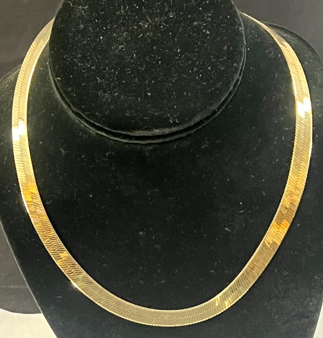Milor Sterling Silver Reversible Herringbone Chain Necklace 18″ Long Gold-Tone