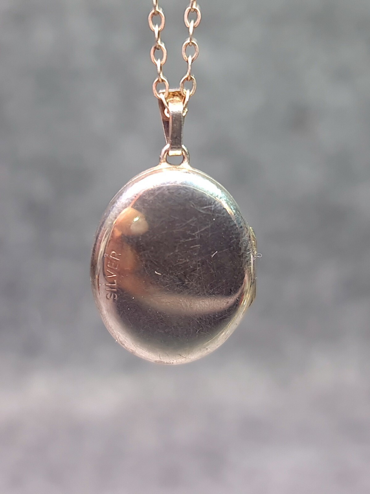 Engraved Floral Motive Sterling Silver Locket Pendant Necklace