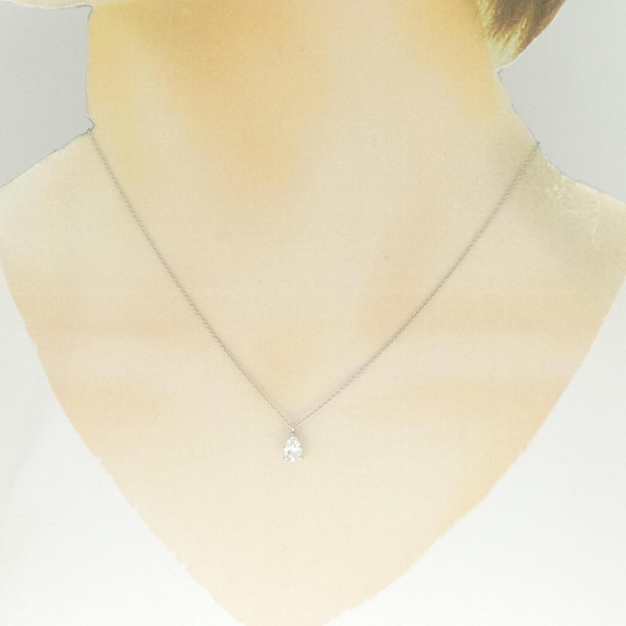 Authentic [Remake] PT900/PT850 Diamond Necklace 0.573CT D SI1 Pear Shape #27…