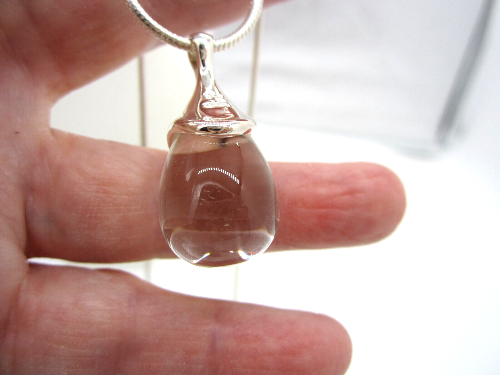 ROBERT LEE MORRIS Sterling Silver Clear Rock Crystal Teardrop Long Necklace