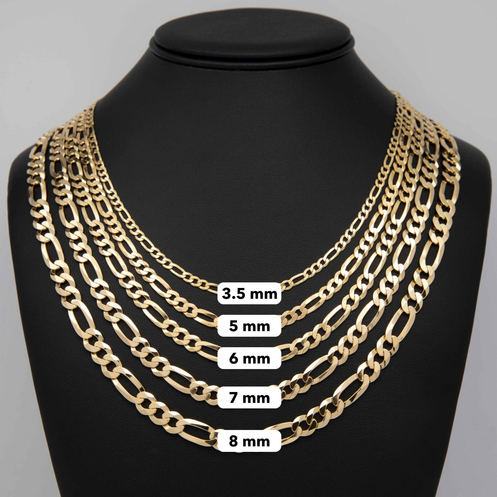 Figaro Chain 14K Yellow Gold-Plated Sterling Silver 925 All Sizes