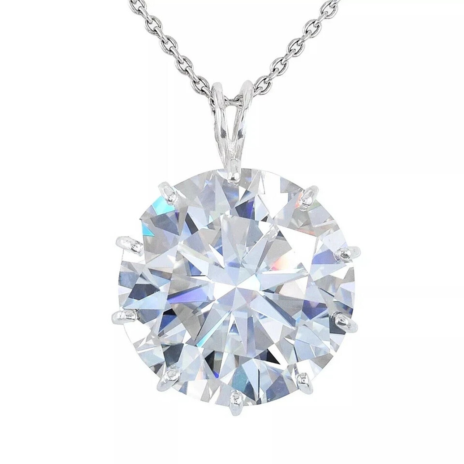 Birthday Gift 25 Ct Round Cut Lab Grown Diamond Statement Necklace 925 Silver