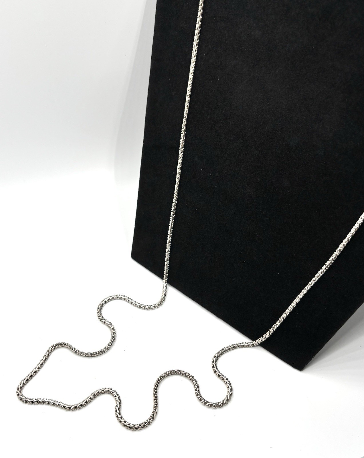 Vintage 835 German Silver 2.2mm Byzantine Wheat Chain Link Necklace 37”