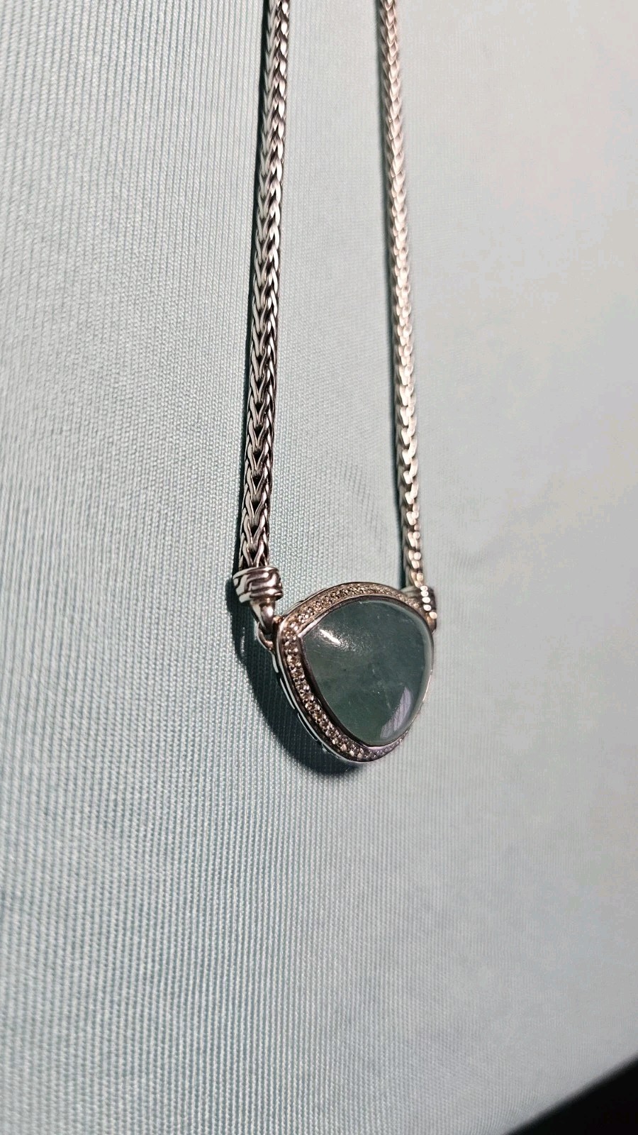 John Hardy Classic Chain 925 Sterling Silver Grandidierite Diamond Pendant