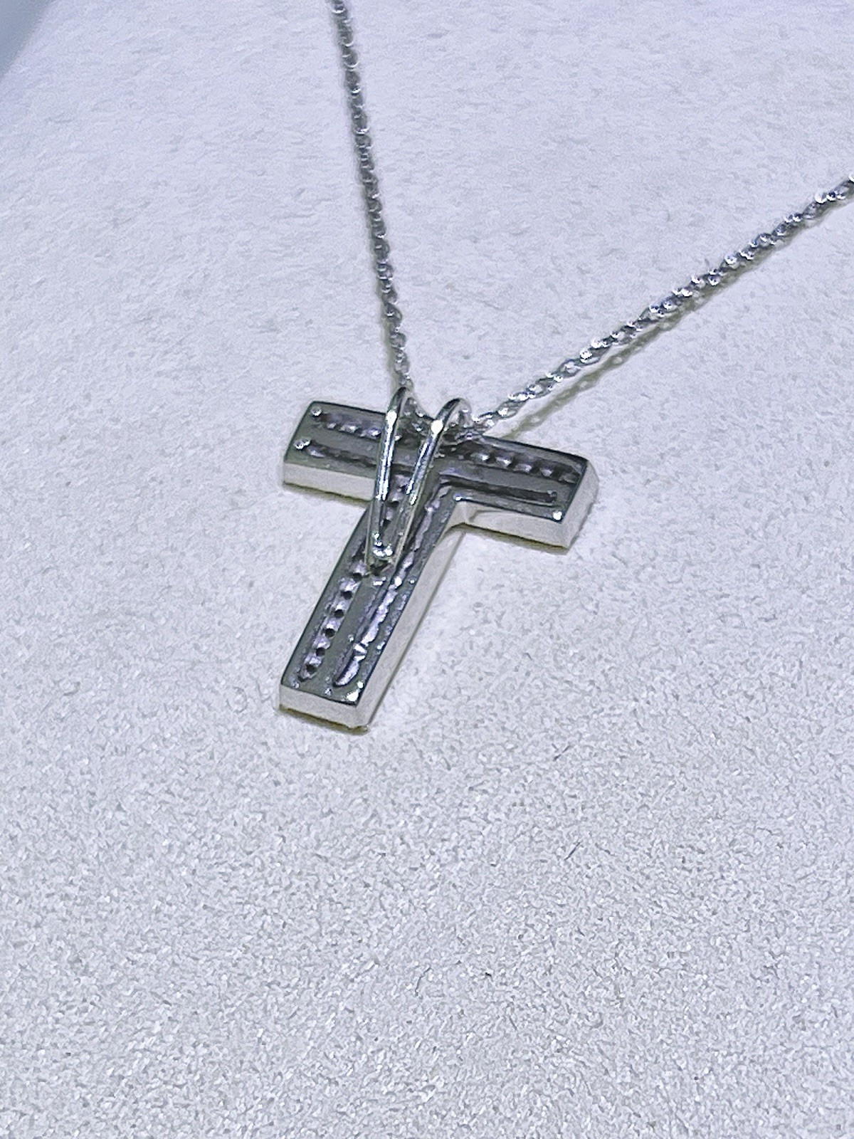 Channel Set Baguette Diamond “T” Initial Pendant in White Gold
