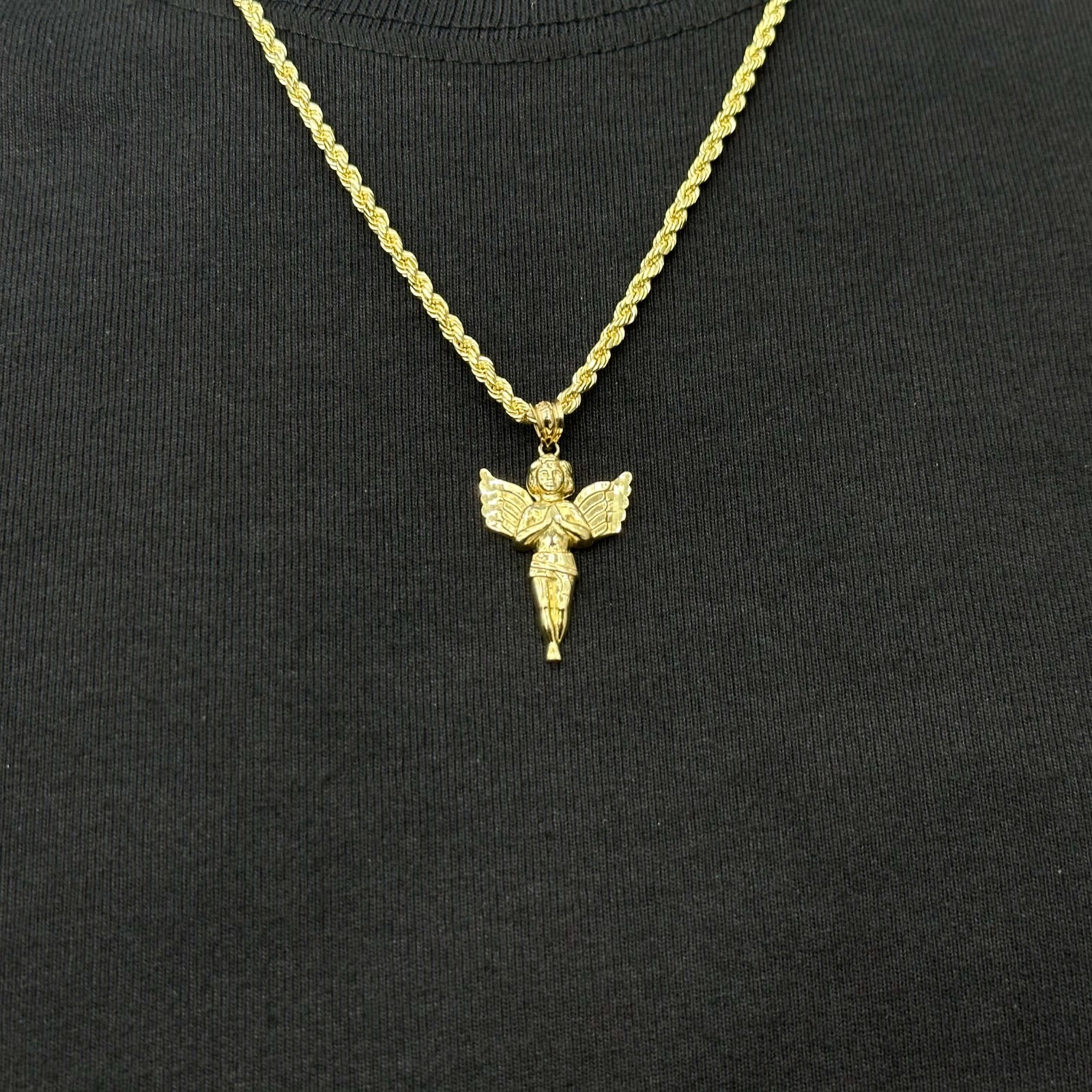 10k Gold Angel Jesus Charm Pendant All Sizes Male Female