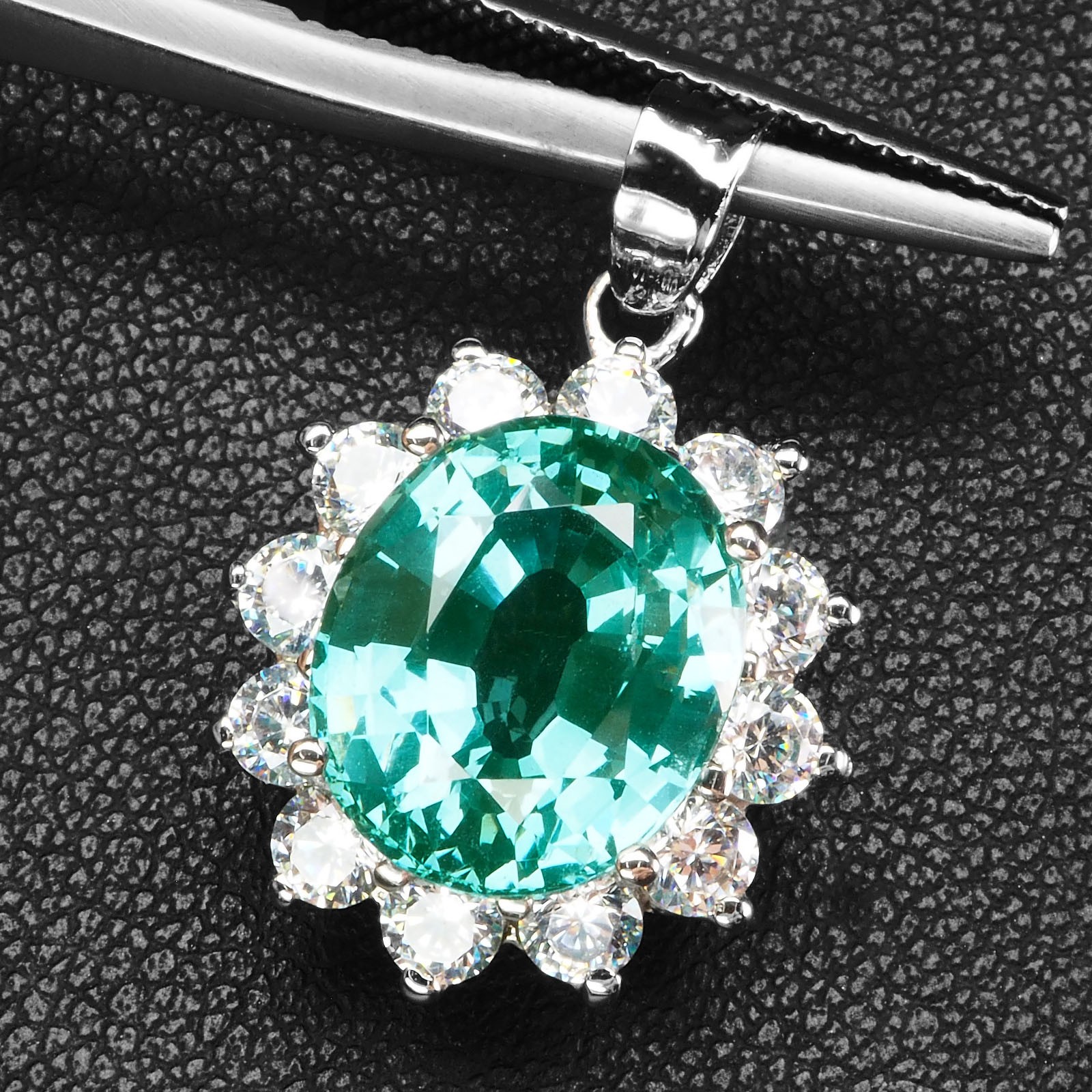 Mint Green Paraiba Tourmaline 6.45Ct 925 Sterling Silver White Gold Pendants