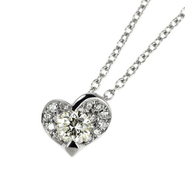 Ponte Vecchio K18WG diamond pendant necklace 0.20ct d0.08ct heart – Auth free sh