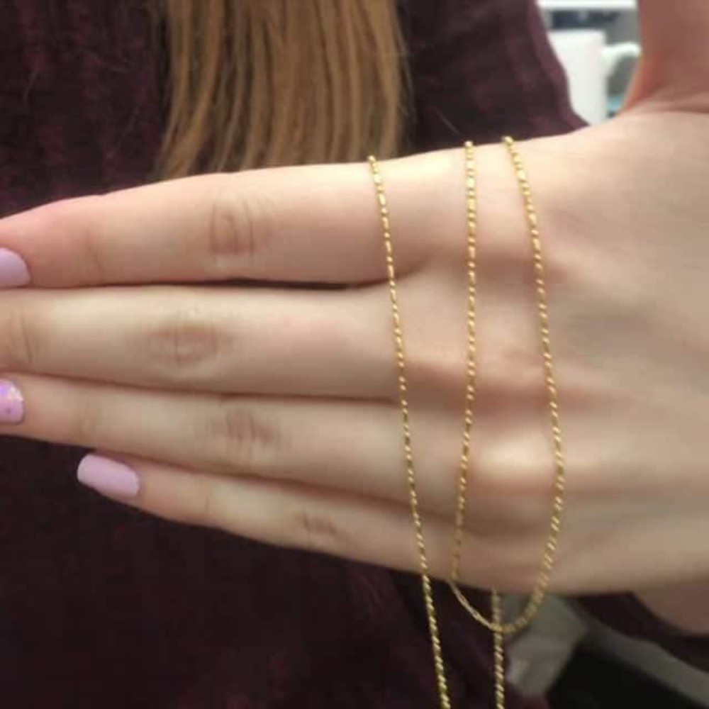 Solid 14K Yellow Gold 1.1mm Ball & Bar Beaded Chain Necklace 16″ 18″ 20″