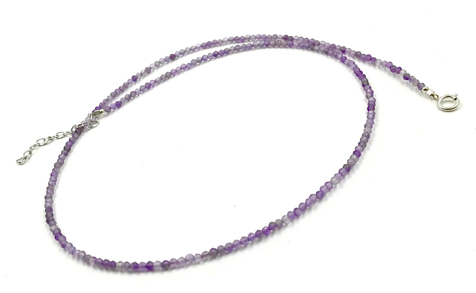 Genuine Amethyst Bead 925 Silver Necklace Jewelry Women Handmade USA SELLER