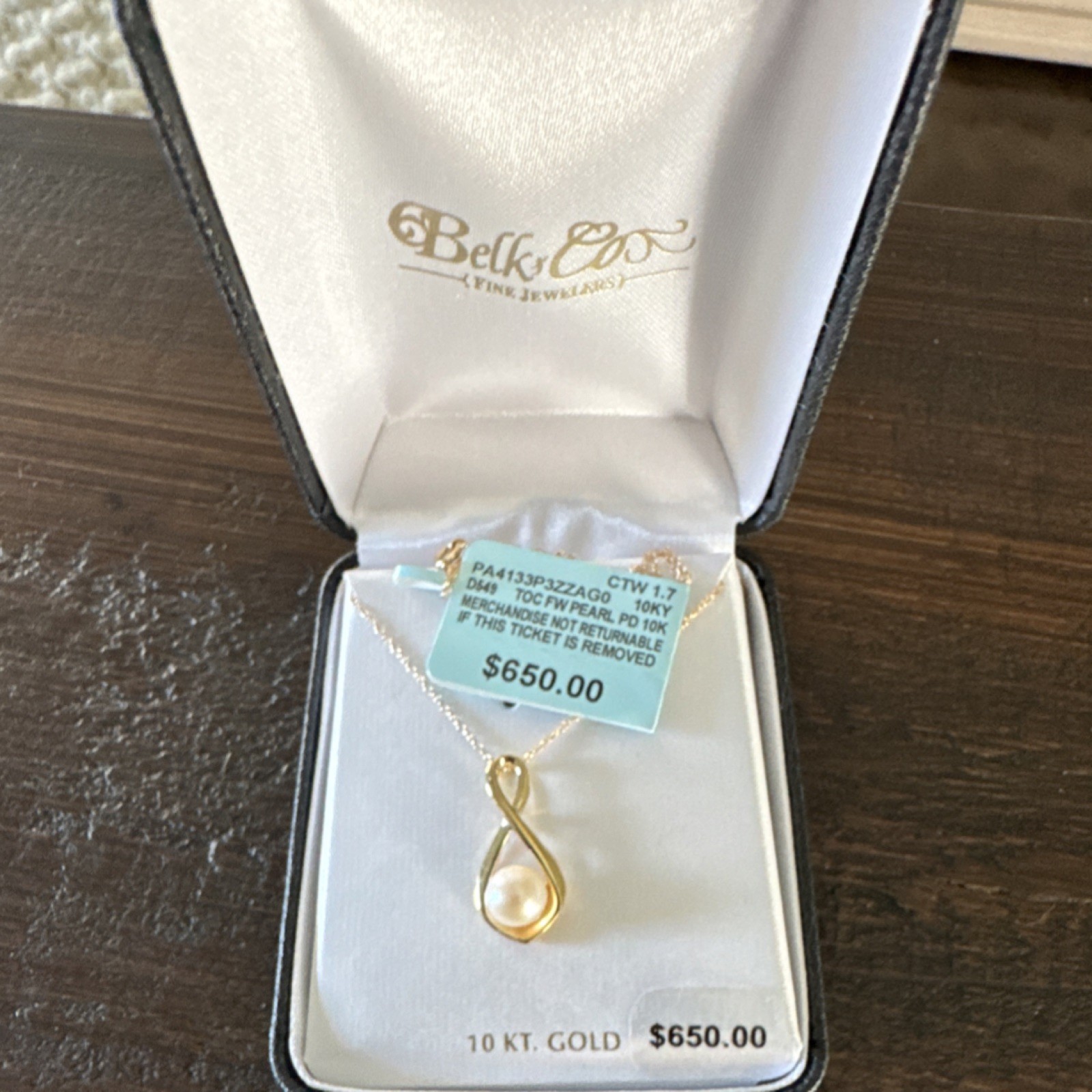 Belk & Co. 10k Yellow Gold Asymmetrical Pearl Pendant Necklace