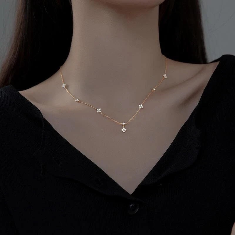 Fiancée Gift Station Necklace Round Certify Natural Diamond GHSI 14k Yellow Gold