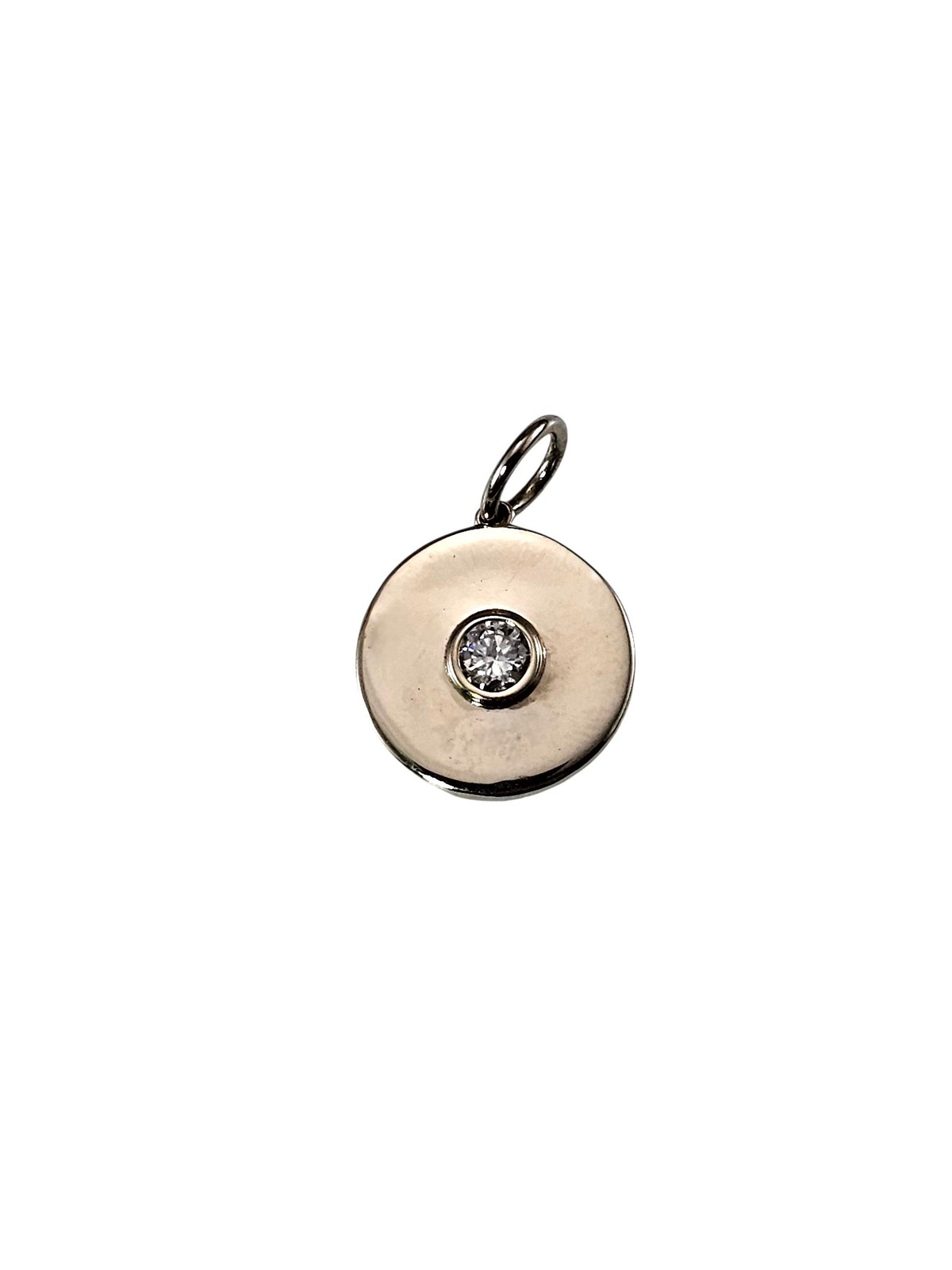 14K White Gold and Diamond Disc Pendant #24398