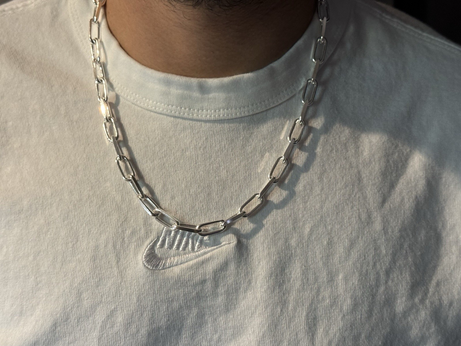 Solid 925 Sterling Silver Paperclip Chain Large 7mm Necklace Italy 50.7 grams