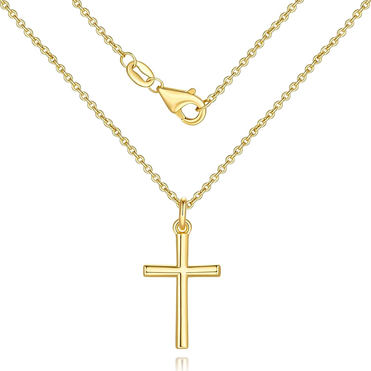 14k Gold Cross Necklace for Women 14K Solid Gold Cross Pendant Religious Jewelry