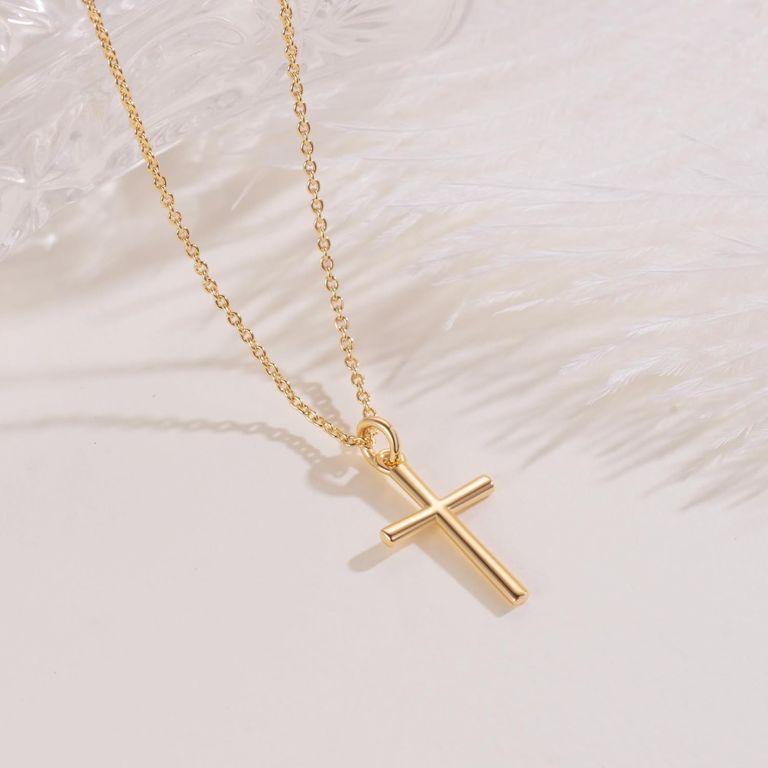 14k Gold Cross Necklace for Women 14K Solid Gold Cross Pendant Religious Jewelry