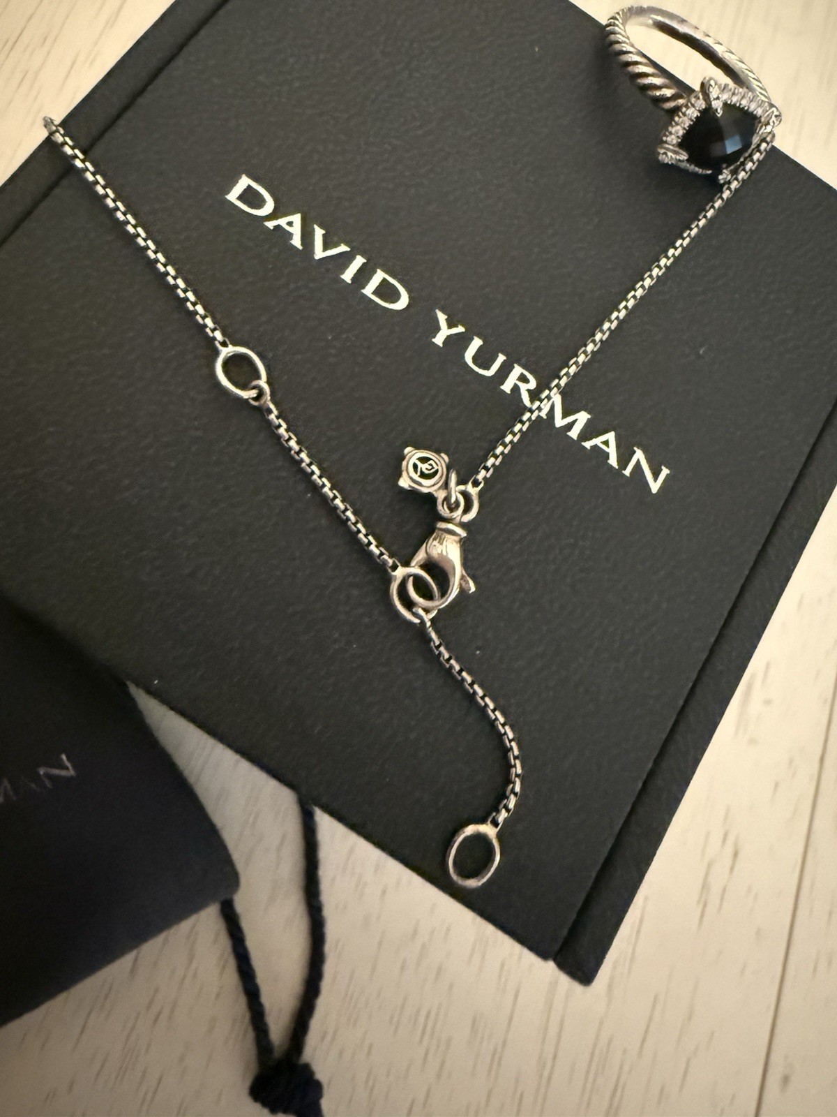 David Yurman Petite Chatelaine Onyx Pave Diamond Bezel Ring Pendant Necklace