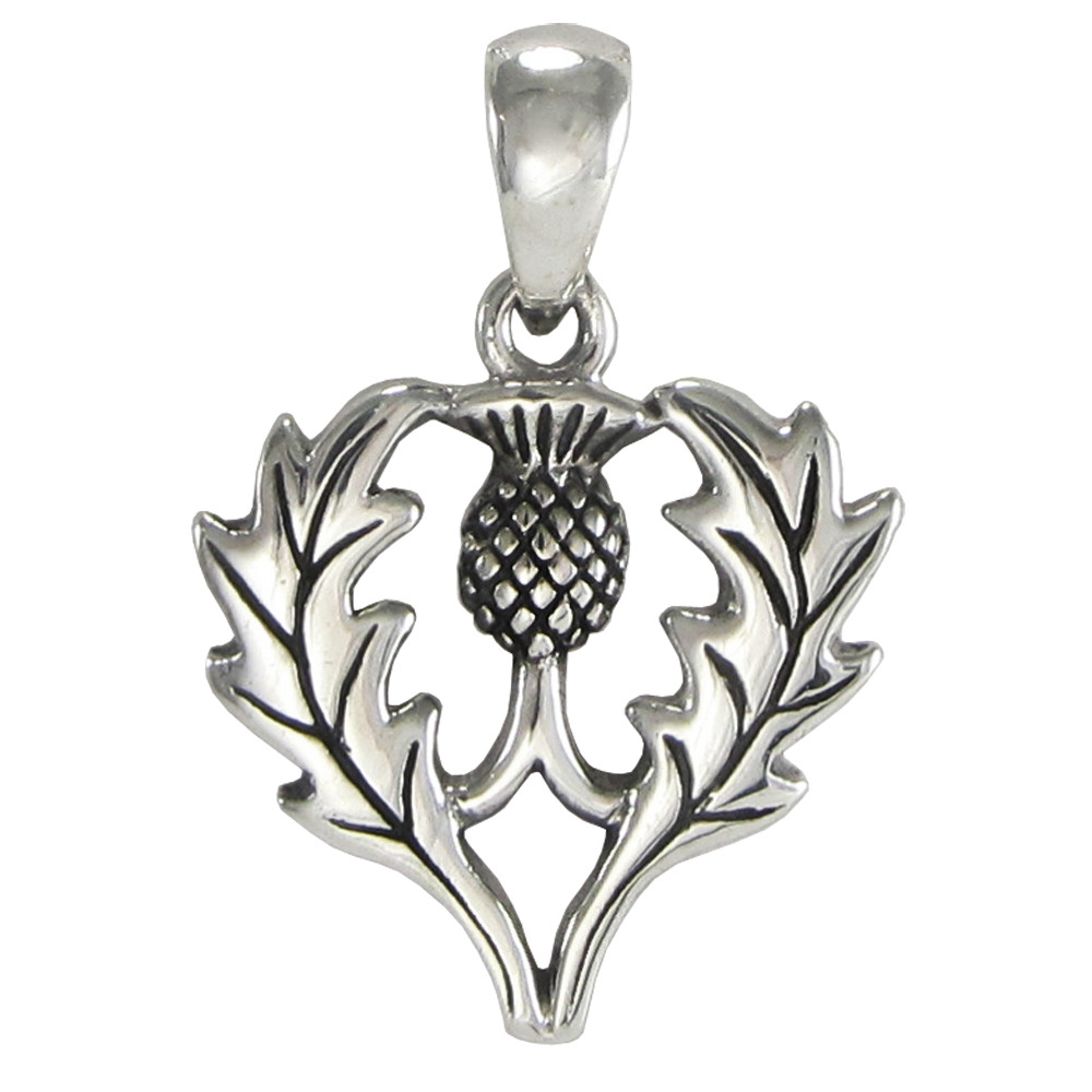 Sterling Silver Scottish Thistle Pendant Scotland Heraldic Heritage Jewelry