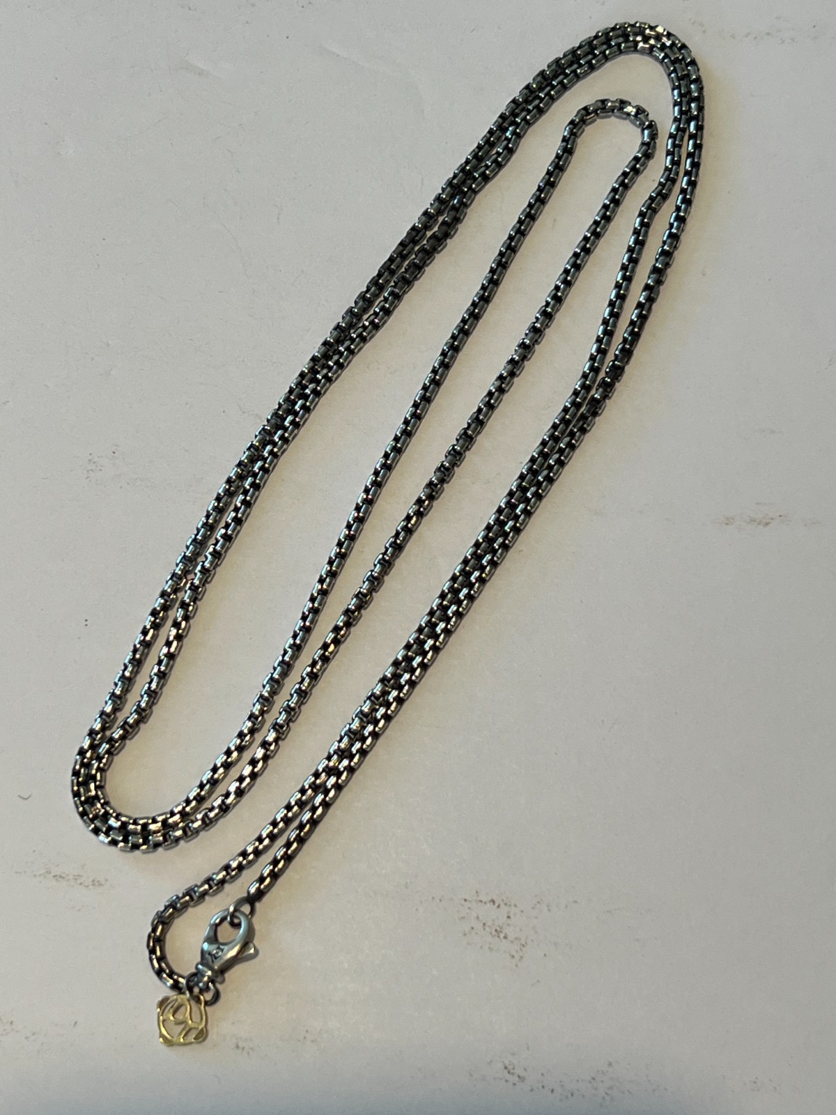 David Yurman Sterling Silver & 14k Box Chain Necklace 50G / 36n / 2.1mm