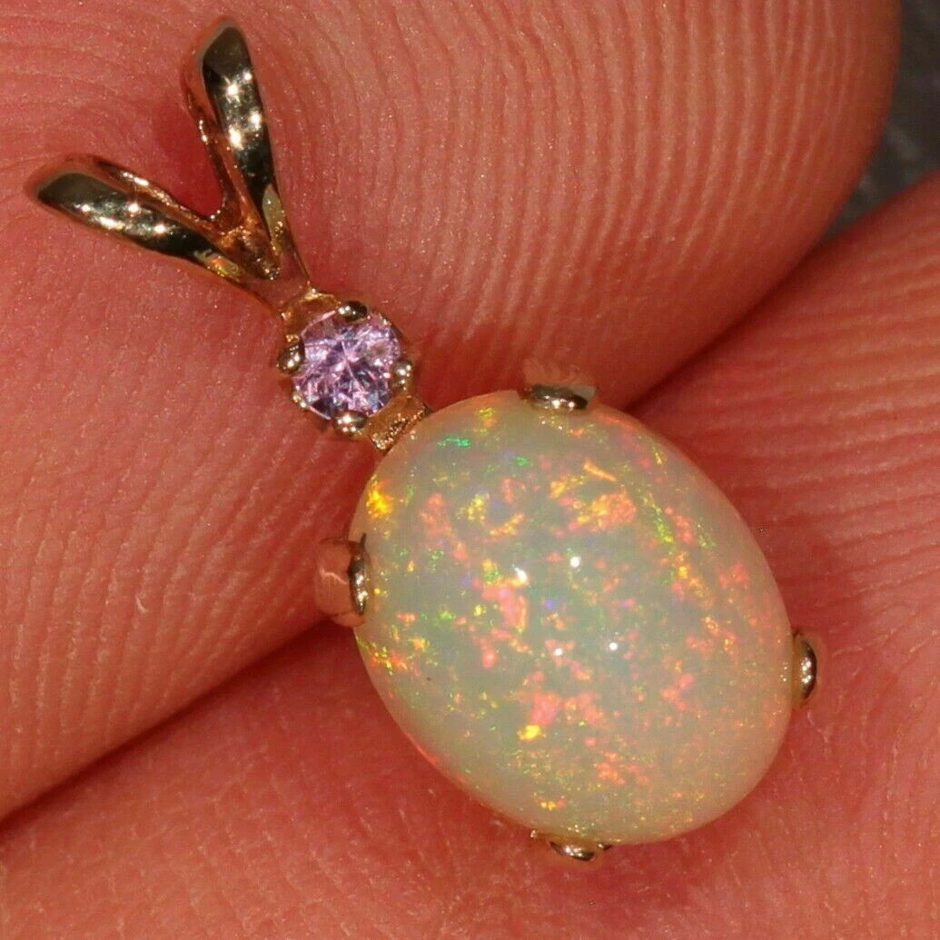 3Ct Oval Cut Fire Opal Diamond Solitaire Pendant 14K Yellow Gold Over