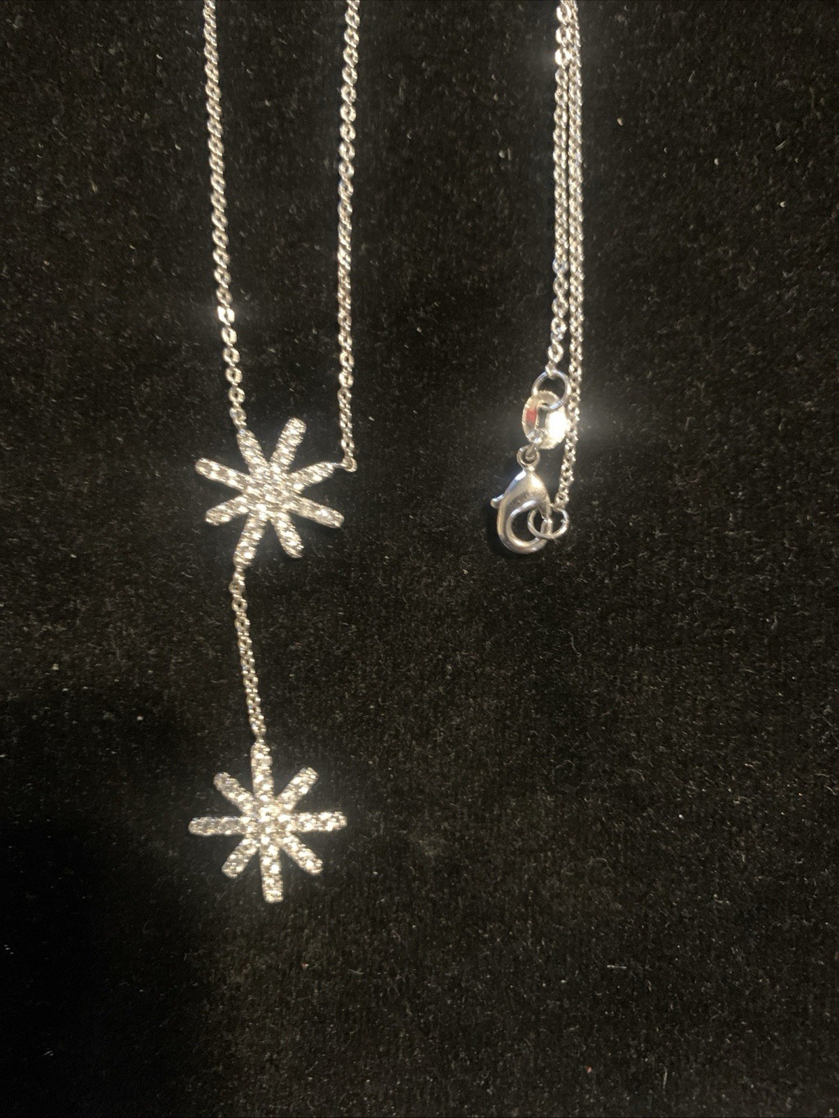 Beautiful Delicate 925 Sterling Silver Snowflake Lariat Necklace Excellent