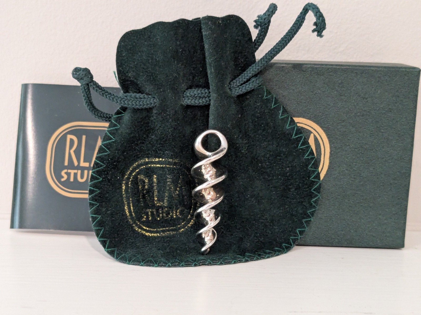 RLM Studio Sterling Silver Circle Disc Corkscrew Pendant 925
