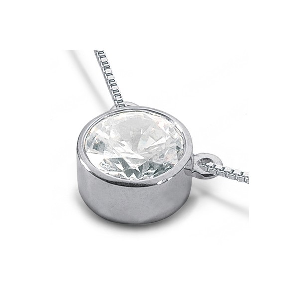 1.05 CTW F SI1 Round Cut Natural Certified Diamond White Gold Solitaire Pendant