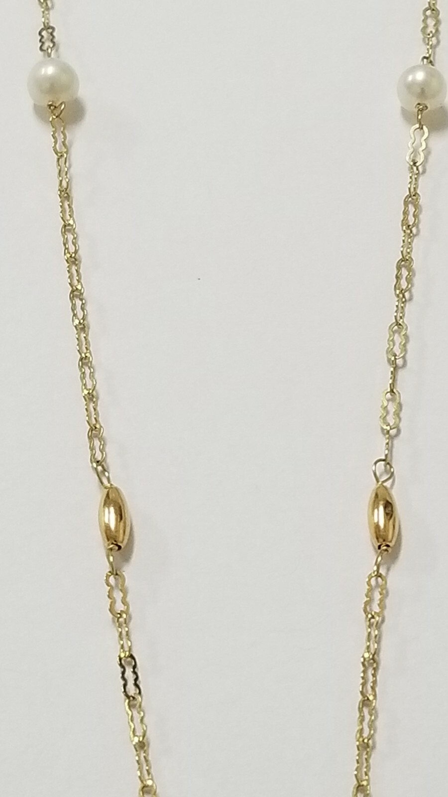 Heart Lariat Necklace With Pearls, 14k Yellow Gold Red Enamel, CZ’S, 16″ Long
