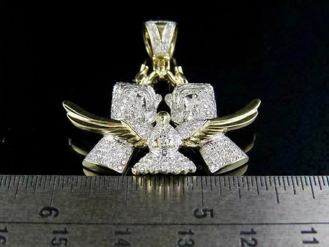 1.80Ct Round Cut Diamond Men’s Freedom Charm Pendant In 14k Yellow Gold Plated