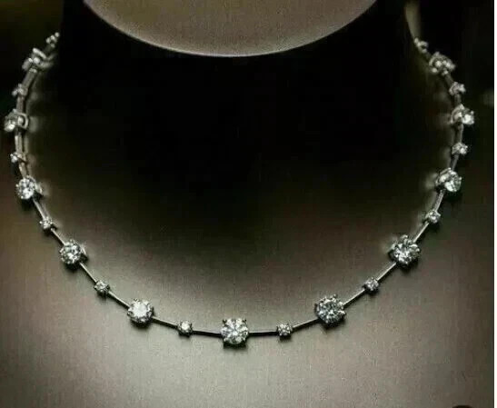 8CT Round Cut Lab-Created Diamond Women’s Tennis Necklace 14K White Gold Plated