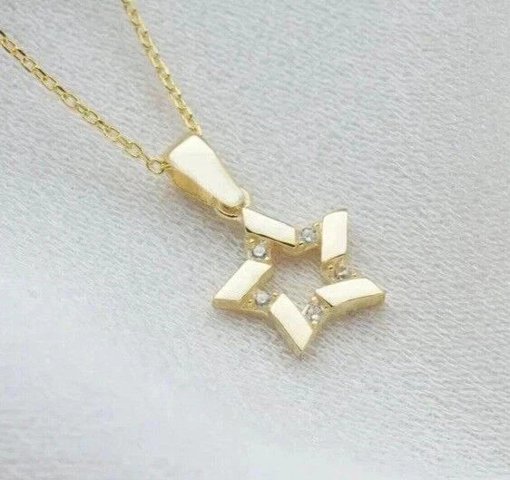 0.20Ct Round Cut White Moissanite Women’s Fancy Pendant 14K Yellow Gold Plated