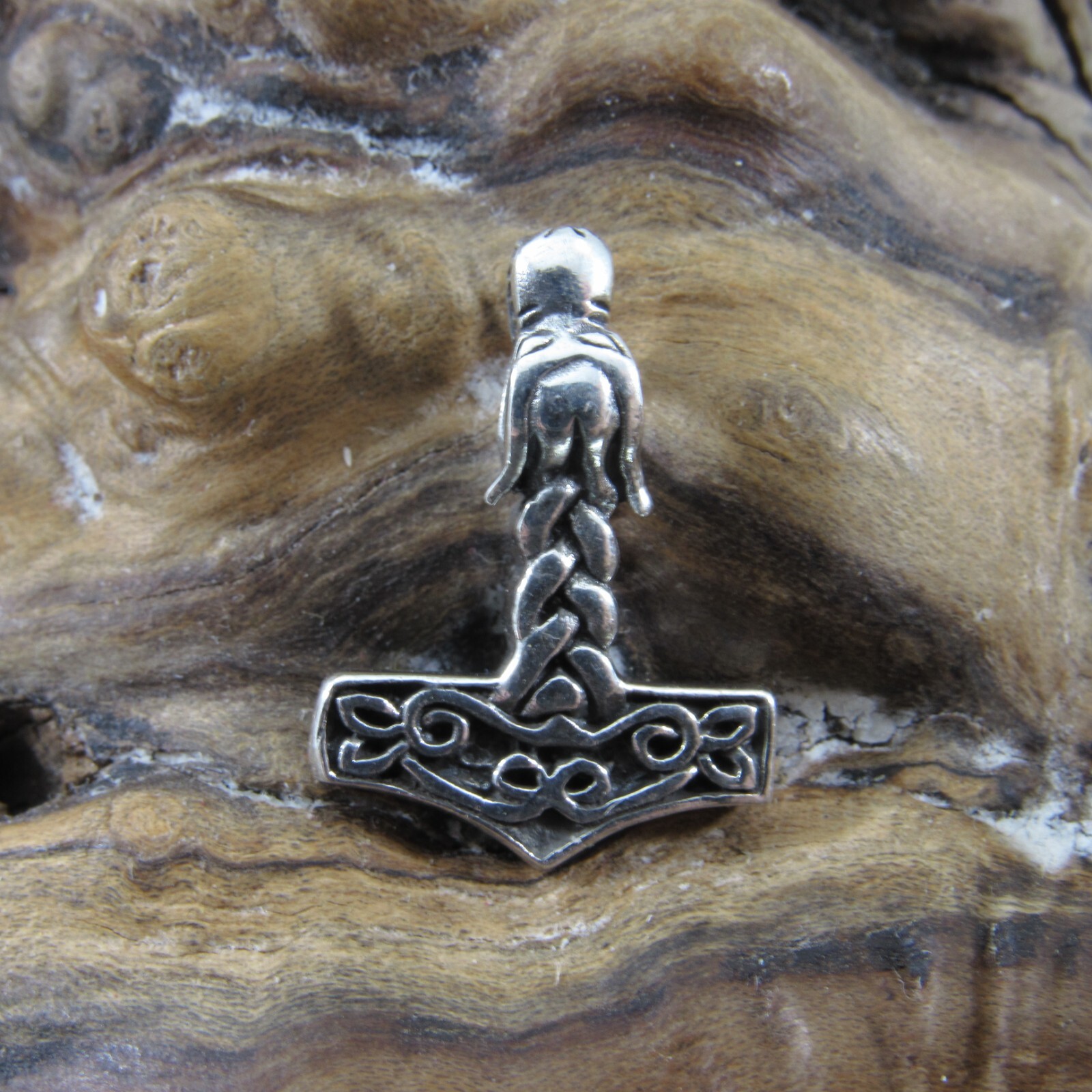 Solid 925 Sterling Silver Thor’s Hammer Pendant Necklace w/ Silver Box Chain