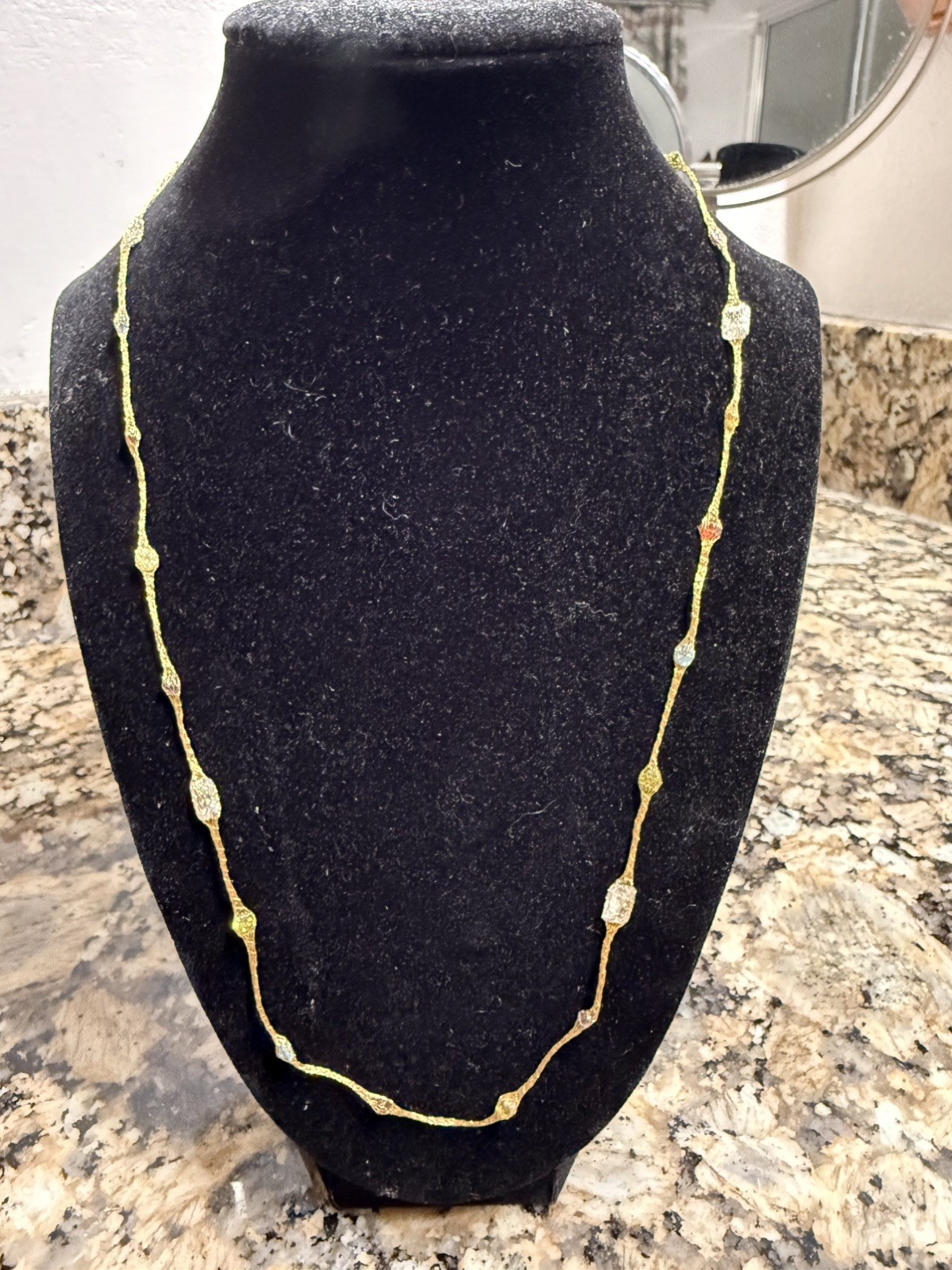 10 k Yellow Gold Multi Gemstone Mesh Necklace Italy ☆1758 AR 23″