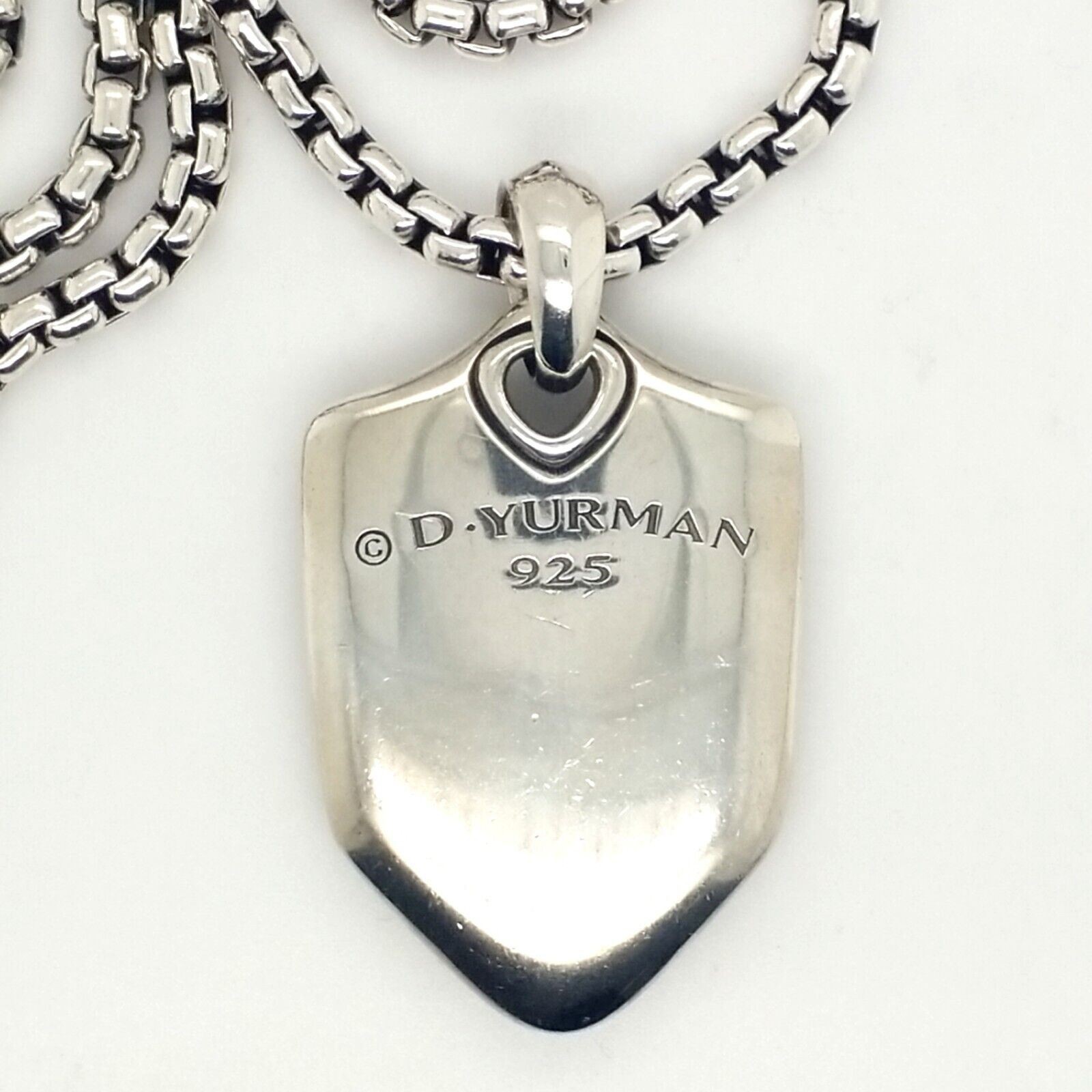 22″ David Yurman 925 Silver Neckace with Carved Tigers Eye Chevron Pendant