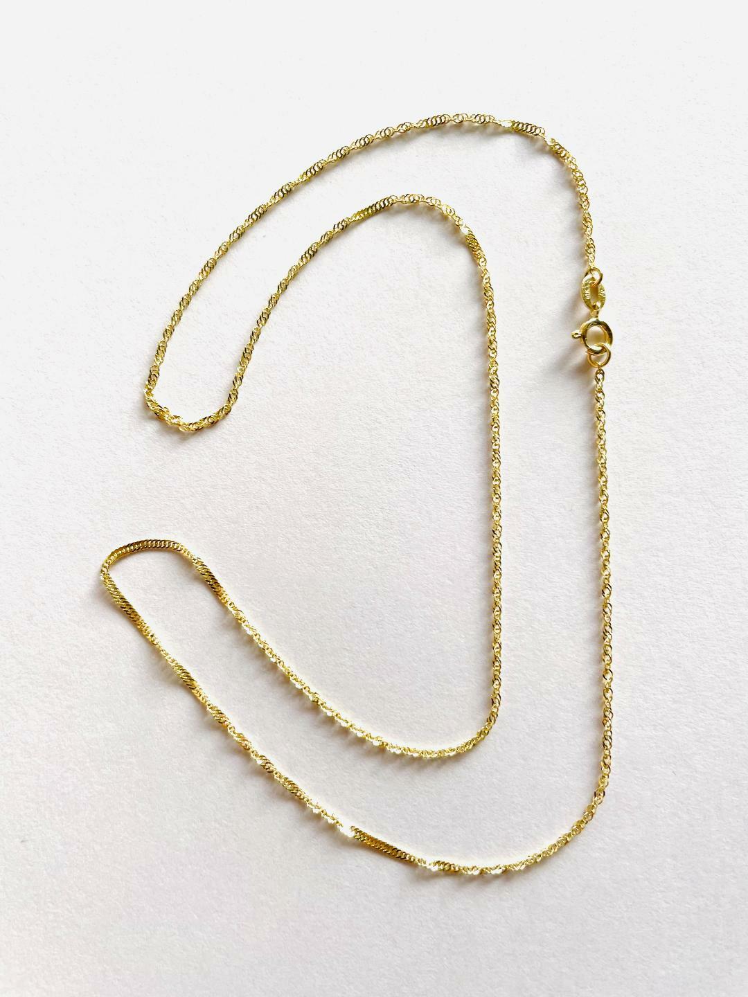 14K Solid Yellow Gold Singapore Chain Width 1.0 mm Length 16 inches (40 CM) 020
