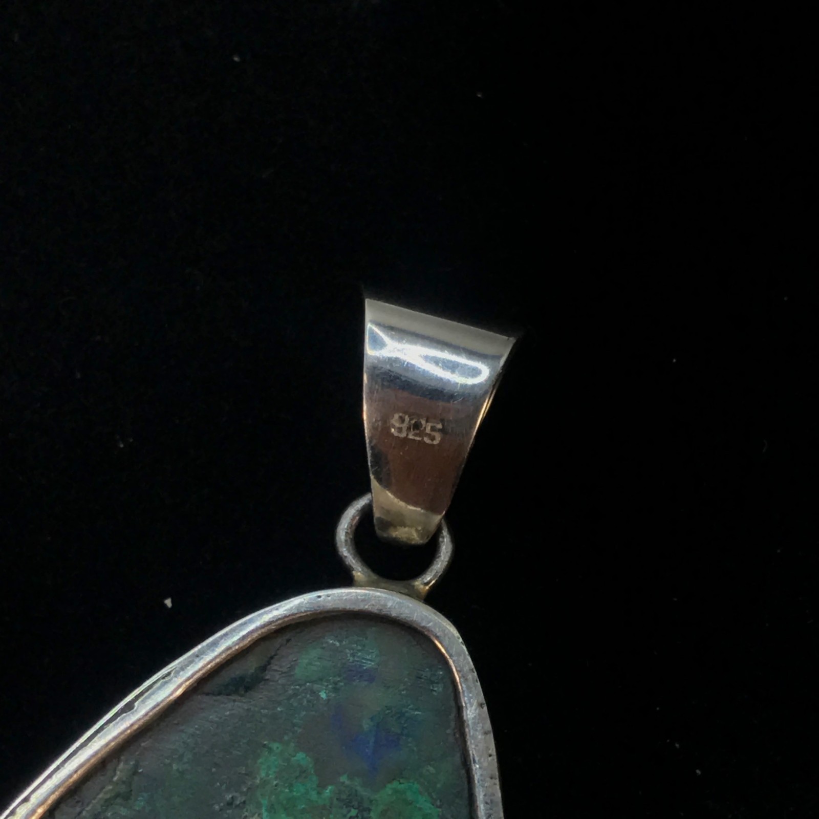 Malachite Azurite Sterling Silver 925 Pendant Freeform 13g Chunky Green Gemstone