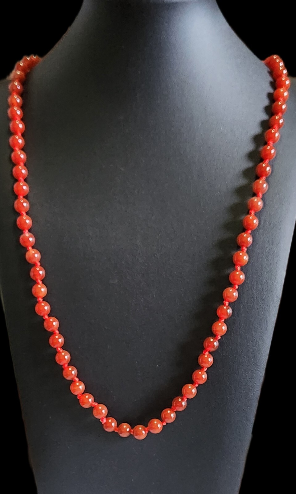 Red Agate Endless Beaded Necklace -36in