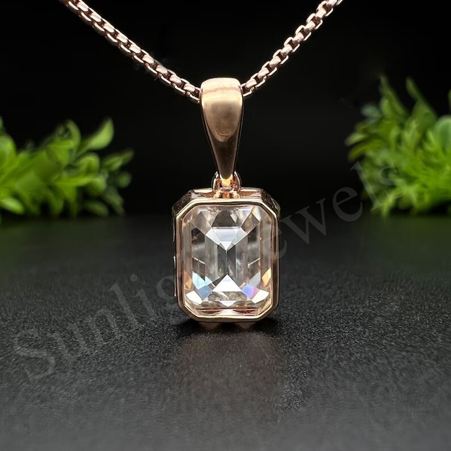 Emerald Cut Lab Grown Diamond Solitaire Pendant 3.8 Ct in 925 Silver – Lustrous