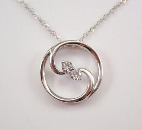 Fancy Two Stone Pendant 1Ct Round Cut Lab Grown Diamond In 14k White Gold Plated