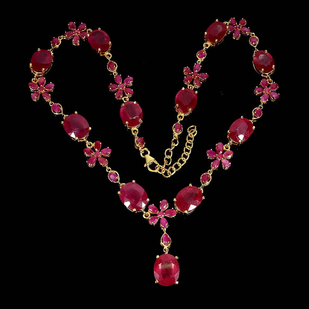925 Sterling Silver Necklace Oval Ruby 13x10mm Natural Gemstone Jewelry 17inches
