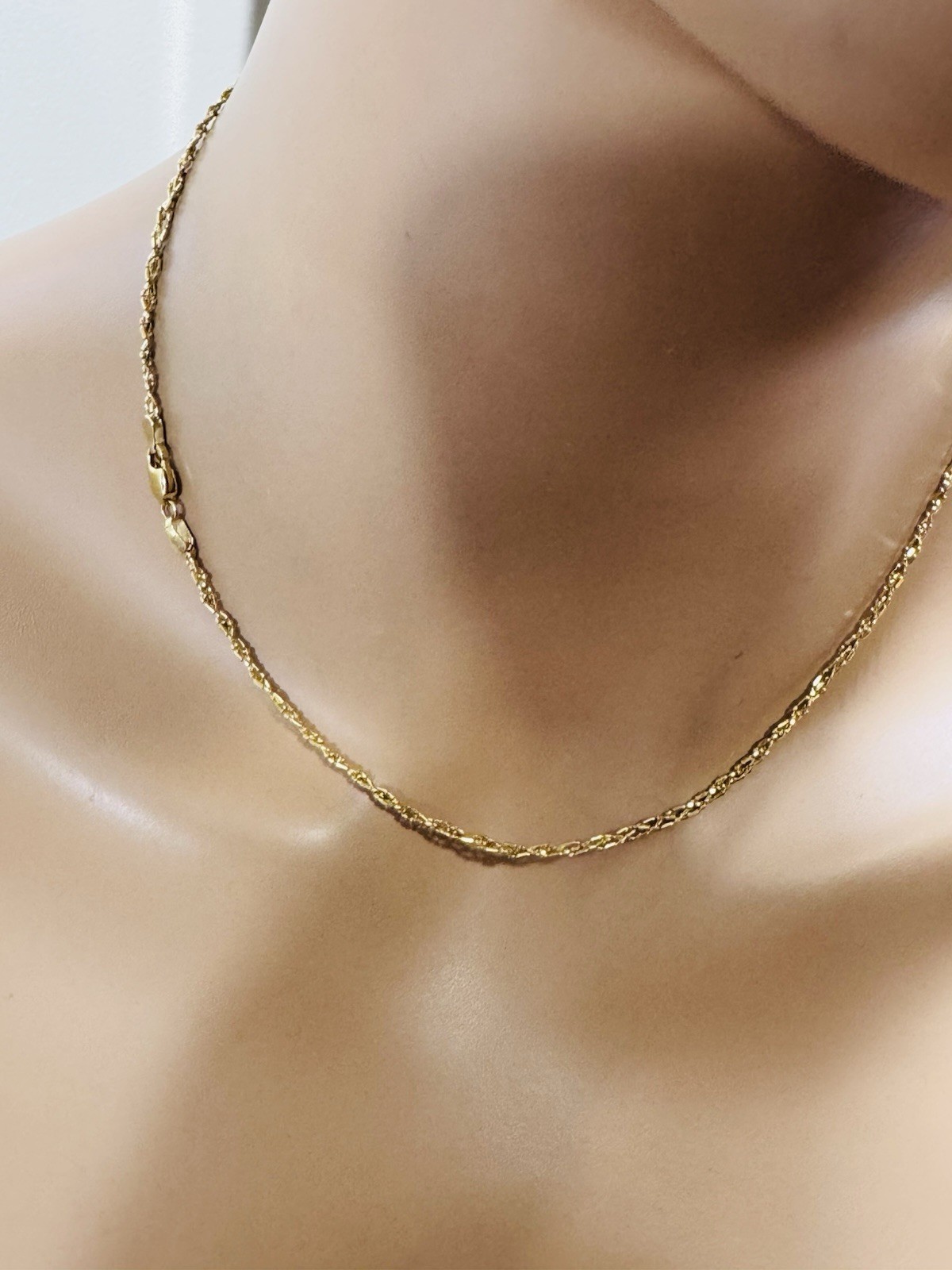 SOLID 18K 750 Gold Beads Chain Necklace 16”/16.5” Long 5.2g 2.5mm Choker WOMENS