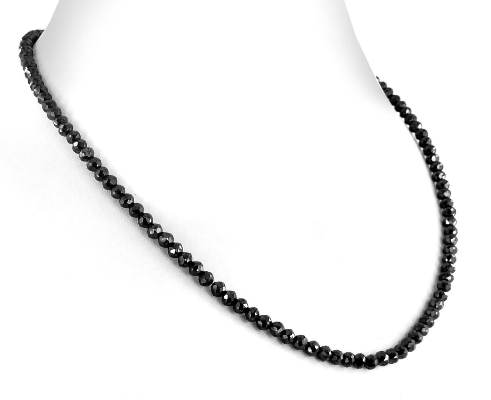 5 mm 22 inches Black Diamond Beaded Necklace AAA Certified ! Birthday Gift
