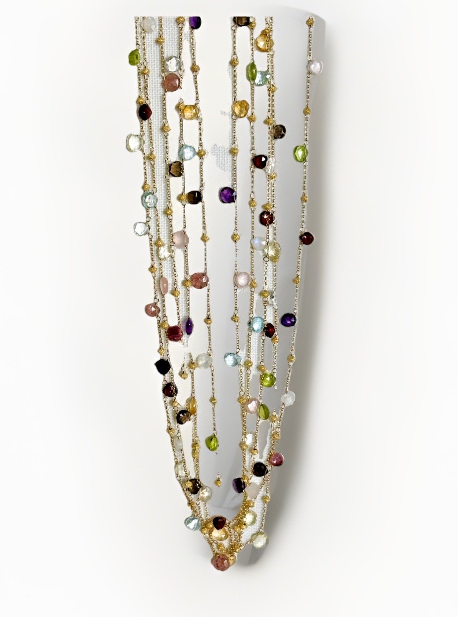 Spectacular Multi-Gem Briolette Vermeil 5 Strand Necklace
